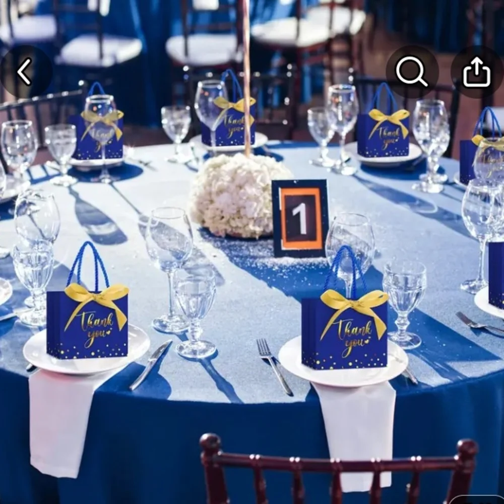 Lot Of 24 Royal Blue and Gold Thank You Gift Bags